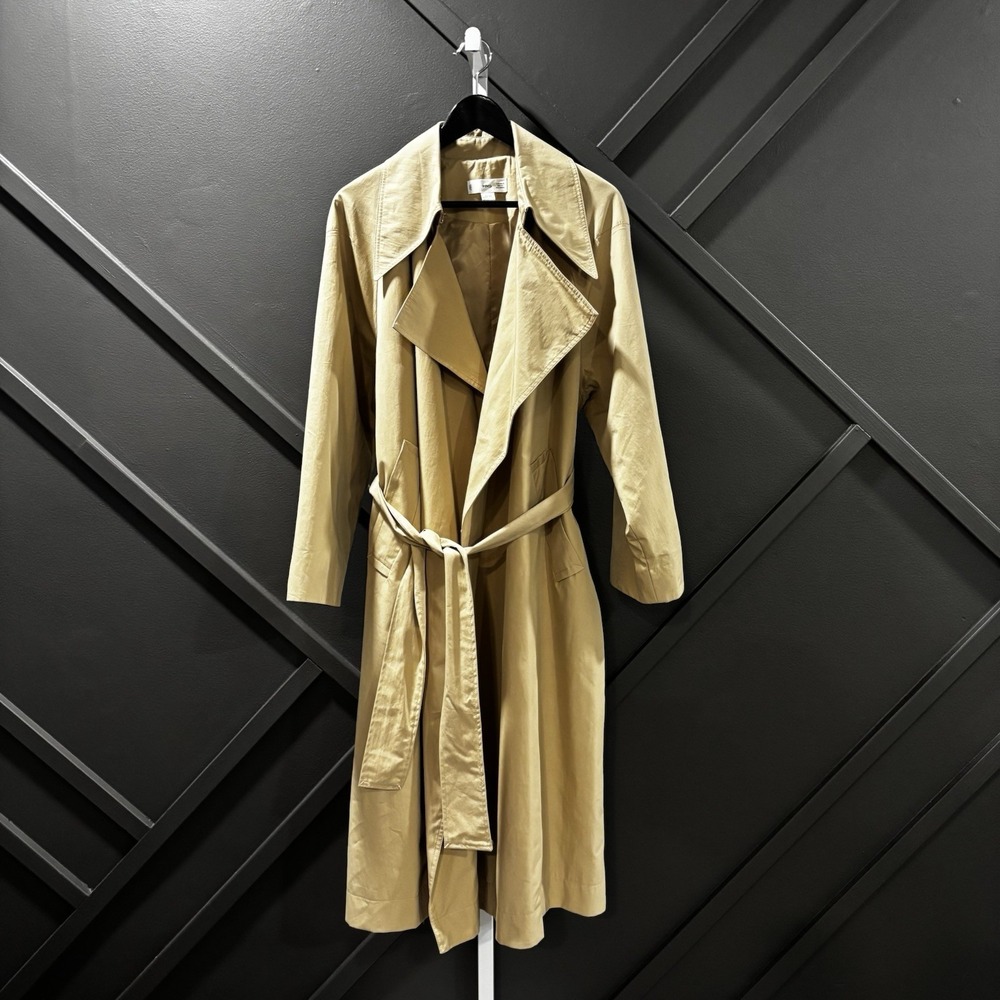 MNG Mango Trench Coat Women's Size Small Water Repellent Beige Long Belted